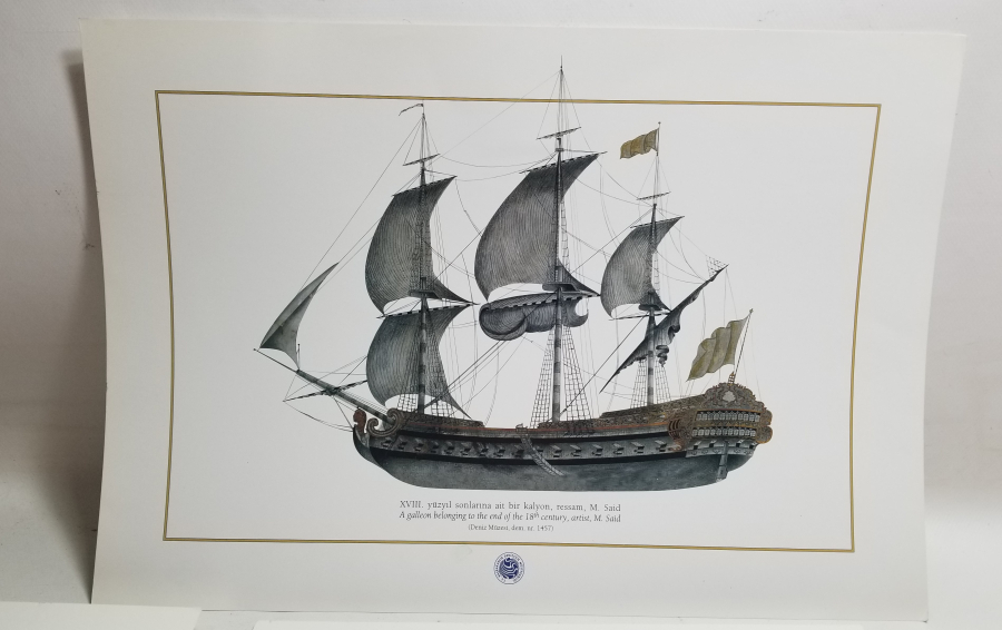 KUŞEKAĞIDA BASILMIŞ OSMANLI KALYON GÖRSELLİ