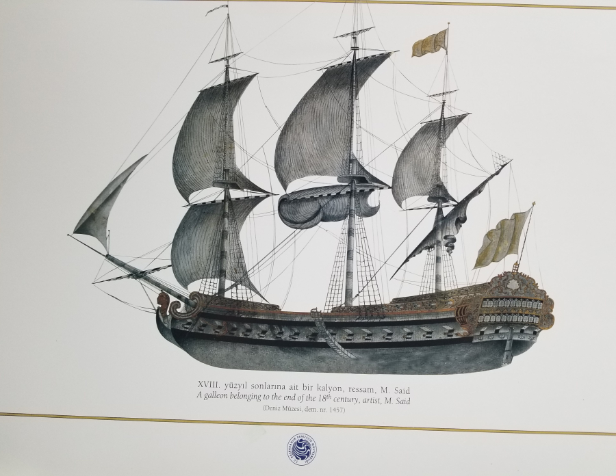 KUŞEKAĞIDA BASILMIŞ OSMANLI KALYON GÖRSELLİ