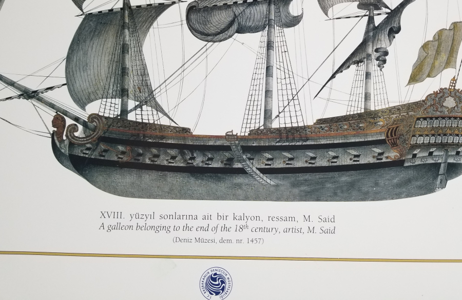 KUŞEKAĞIDA BASILMIŞ OSMANLI KALYON GÖRSELLİ