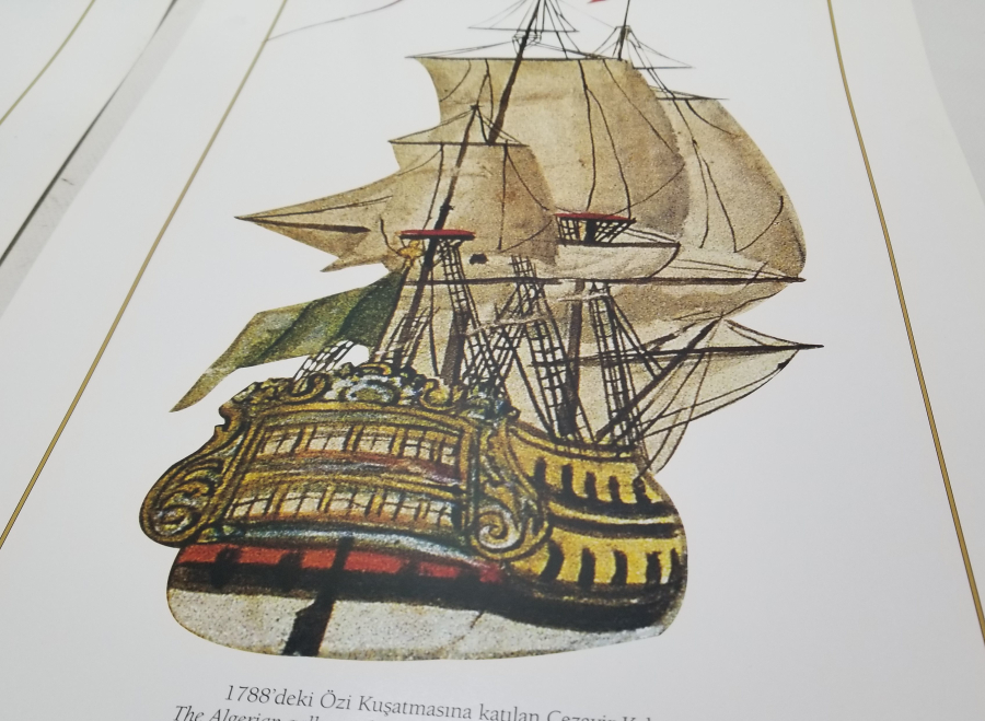 KUŞEKAĞIDA BASILMIŞ OSMANLI KALYON GÖRSELLİ