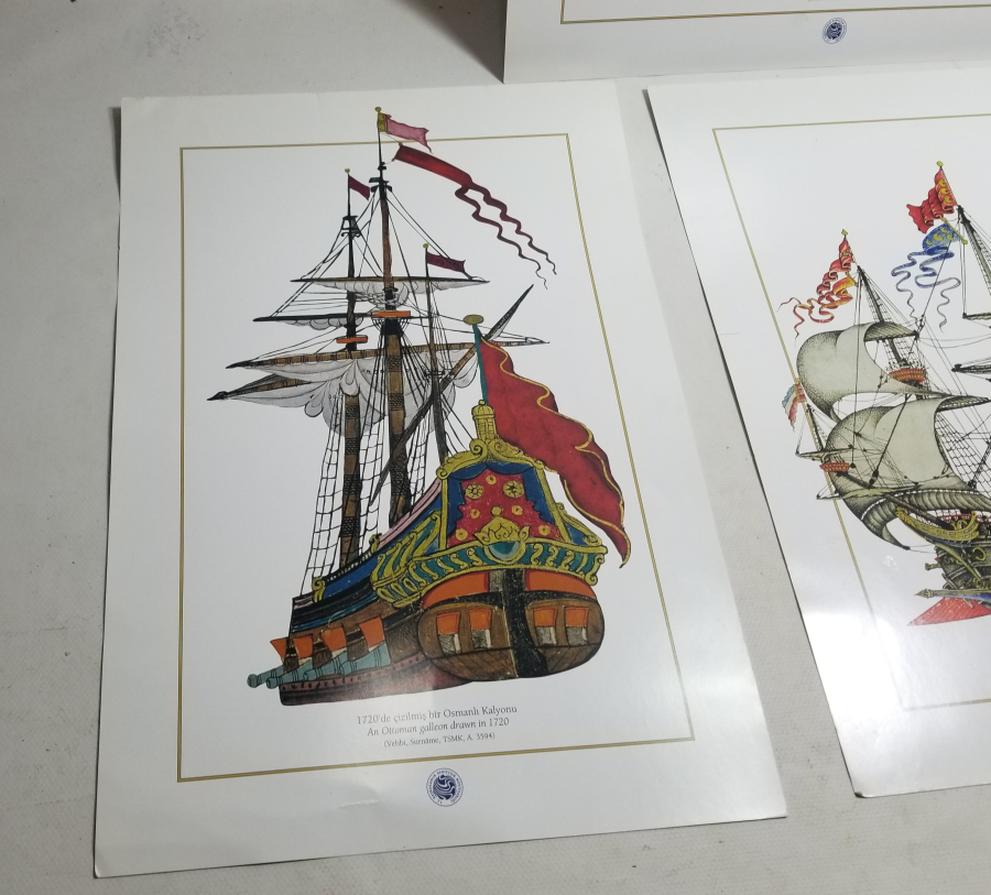 KUŞEKAĞIDA BASILMIŞ OSMANLI KALYON GÖRSELLİ