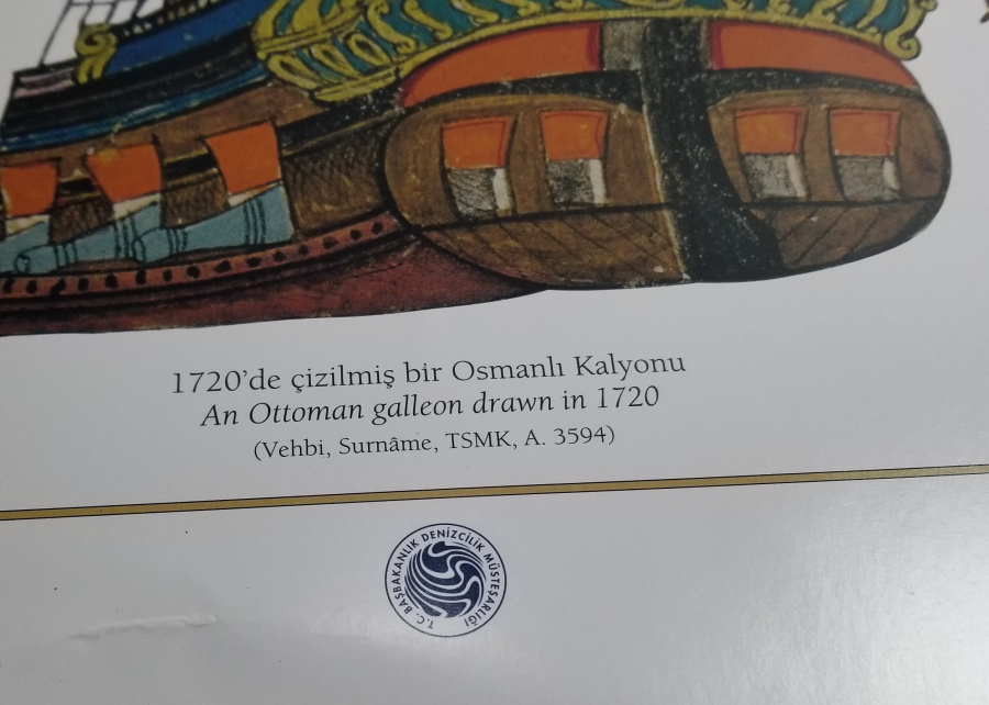 KUŞEKAĞIDA BASILMIŞ OSMANLI KALYON GÖRSELLİ