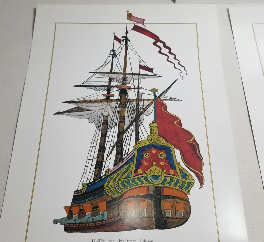 KUŞEKAĞIDA BASILMIŞ OSMANLI KALYON GÖRSELLİ