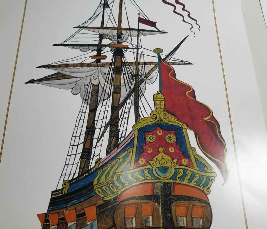 KUŞEKAĞIDA BASILMIŞ OSMANLI KALYON GÖRSELLİ