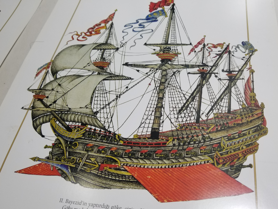 KUŞEKAĞIDA BASILMIŞ OSMANLI KALYON GÖRSELLİ