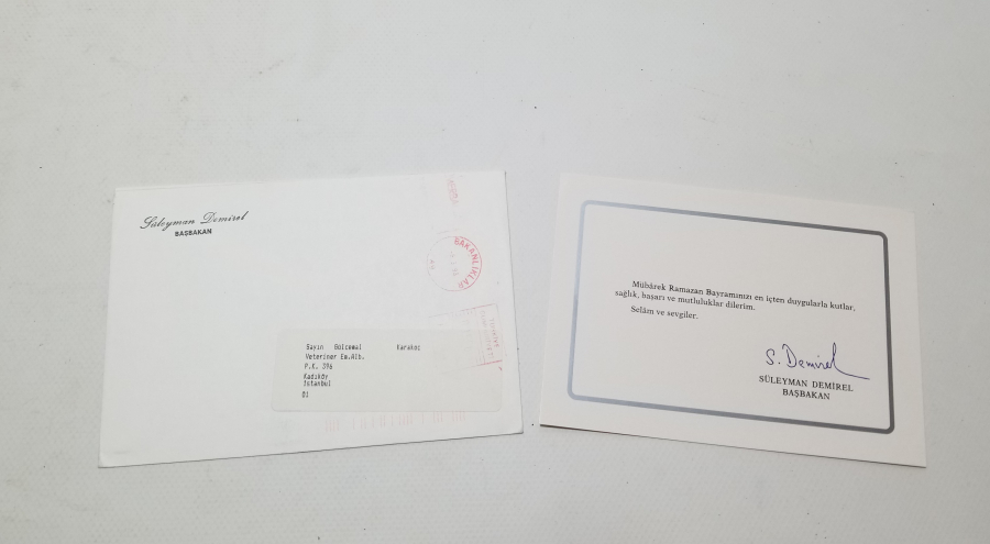 BAŞBAKAN SÜLEYMAN İMZALI BAYRAM TEBRİK KARTI