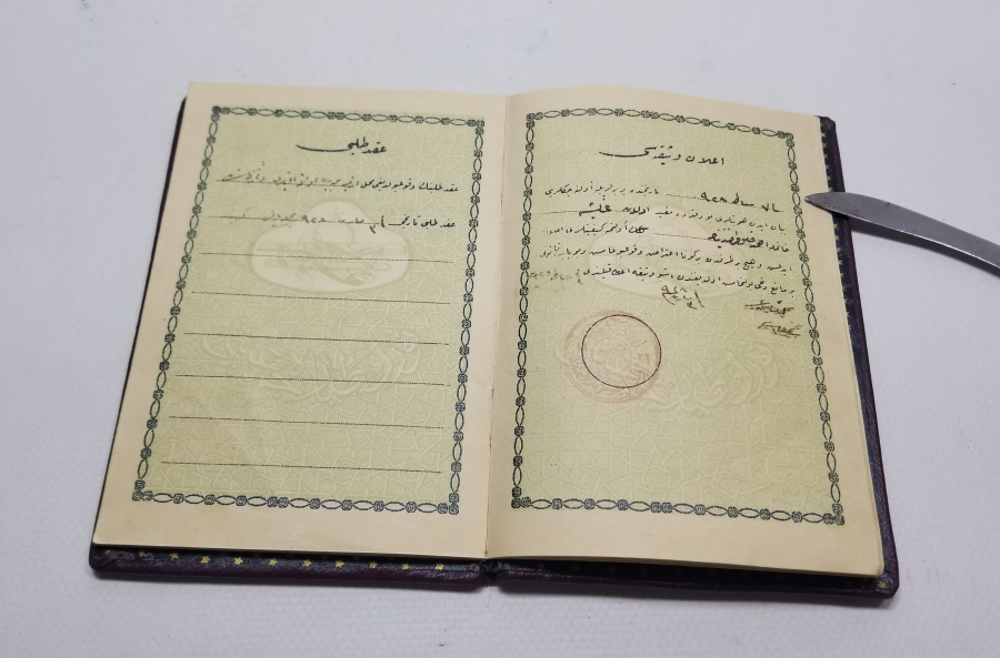 CUMHURİYET BAŞLARI VARAKLI CİLDİNDE OSMANLICA EVLİLİK CÜZDANI