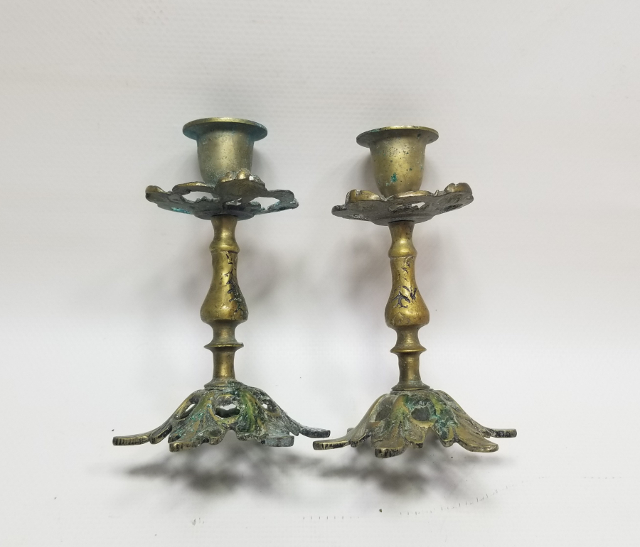 KABARTMA İŞÇİLİKLİ ANTİKA ÇİFT ŞAMDAN - MUMLUK