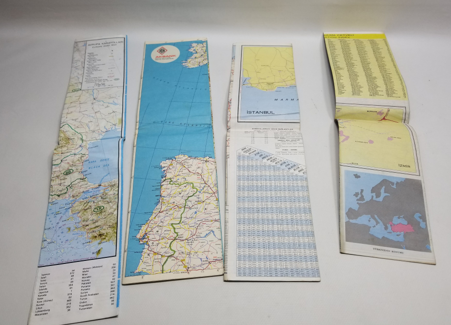 3 ADET ANTİKA TÜRKİYE KARAYOLLARI HARİTASI