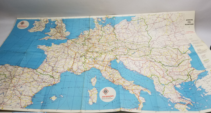 3 ADET ANTİKA TÜRKİYE KARAYOLLARI HARİTASI