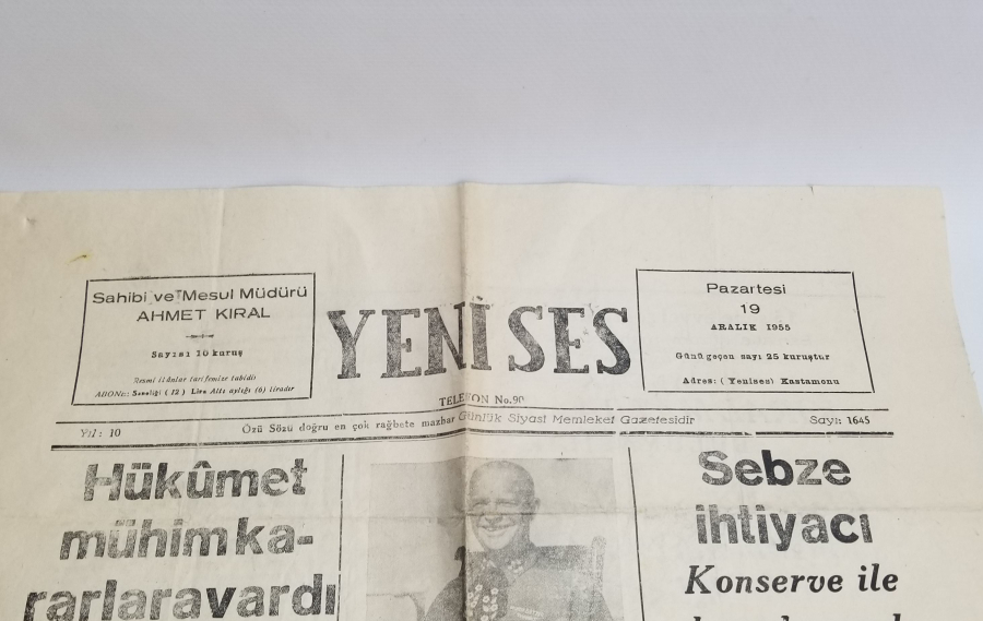 1955 TARİHLİ YENİSES GAZETESİ