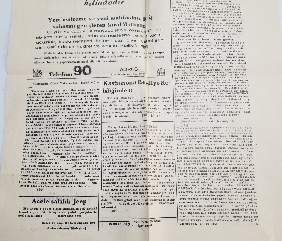 1955 TARİHLİ YENİSES GAZETESİ