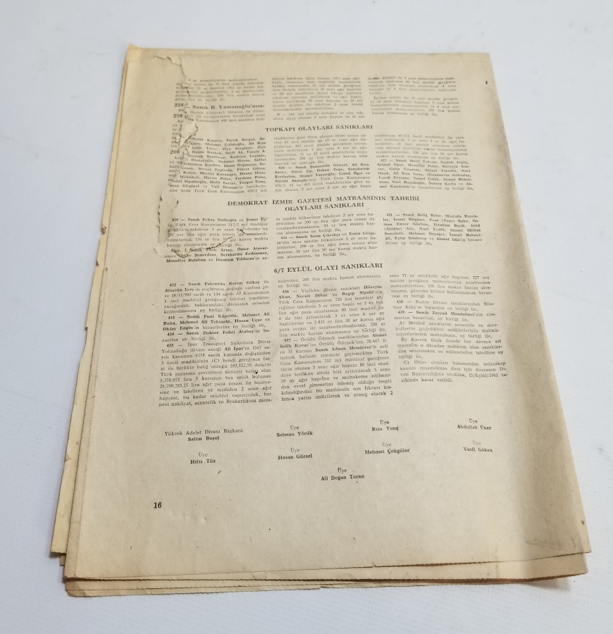 27 MAYIS DARBESİ SONRASI YÜKSEK ADALET DİVANI KARARLARI