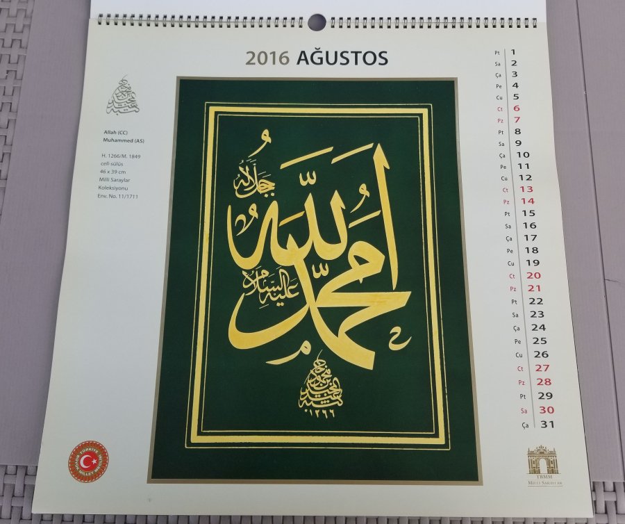 2016 YILI ABDÜLMECİD HAN HATLARINDAN OLUŞAN TAKVİM