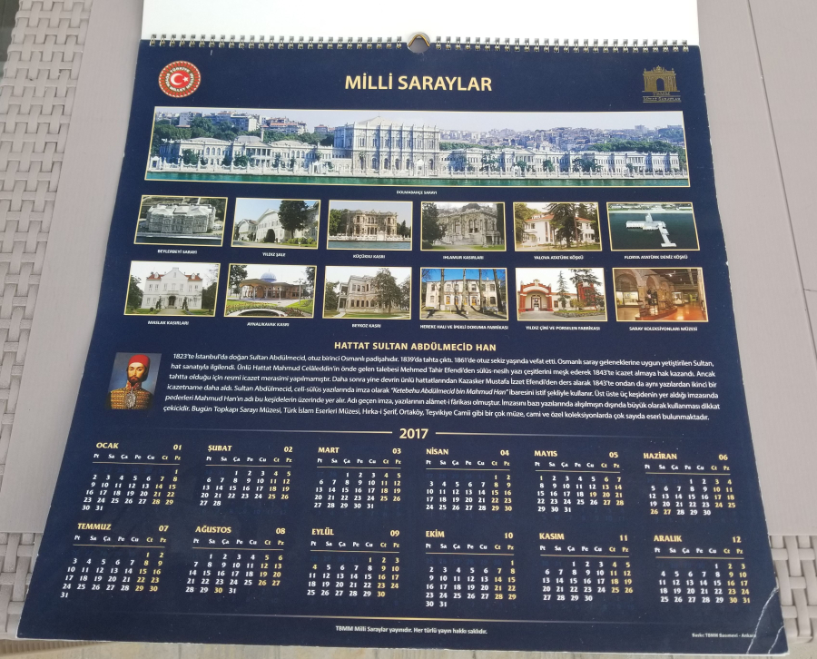 2016 YILI ABDÜLMECİD HAN HATLARINDAN OLUŞAN TAKVİM