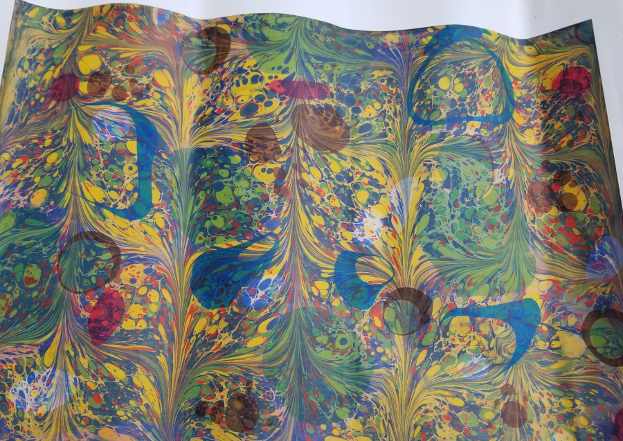 EL YAPIMI SANATÇI İMZALI ÇERÇEVESİZ EBRU PANO