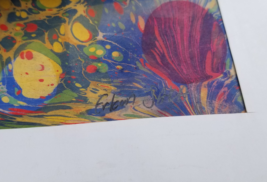 EL YAPIMI SANATÇI İMZALI ÇERÇEVESİZ EBRU PANO