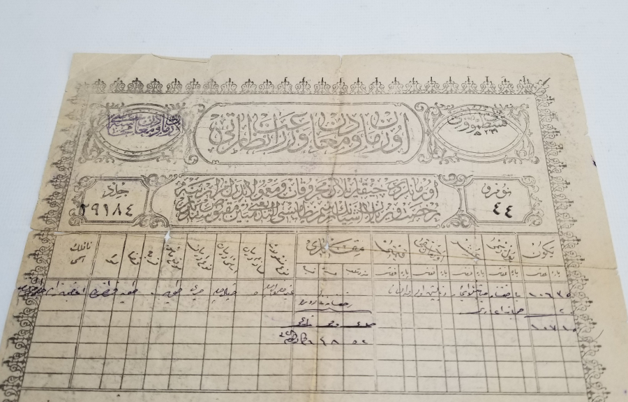 OSMANLI DÖNEMİ ORİJİNAL PULUYLA ORMAN KESİM BELGESİ