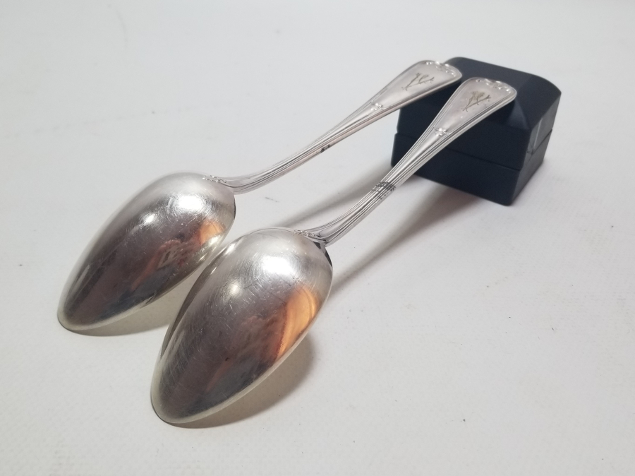 ÜZERİ İNSİYALLİ GÜMÜŞ KAPLAMA ANTİKA İKİ ADET KAŞIK