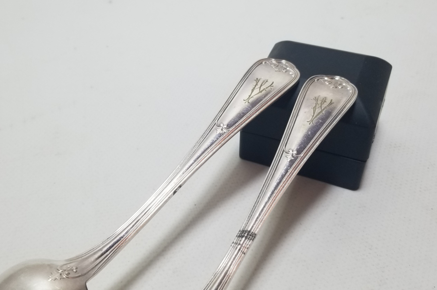 ÜZERİ İNSİYALLİ GÜMÜŞ KAPLAMA ANTİKA İKİ ADET KAŞIK