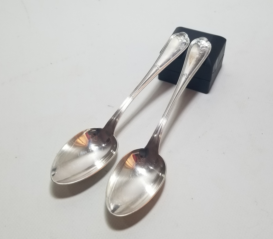 ÜZERİ İNSİYALLİ GÜMÜŞ KAPLAMA ANTİKA İKİ ADET KAŞIK