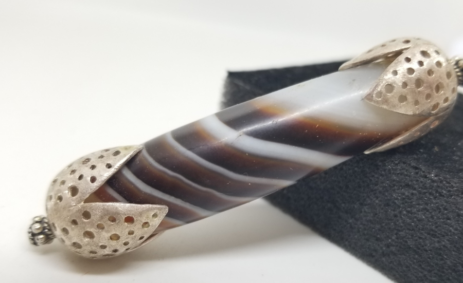 AKİK TAŞLI ÖZEL YAPIM ANTİKA GÜMÜŞ KOLYE UCU