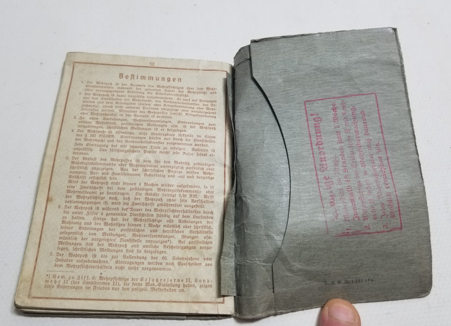 2. DÜNYA SAVAŞI DÖNEMİ ASKER KİMLİĞİ - ASKER KİMLİK DEFTERİ