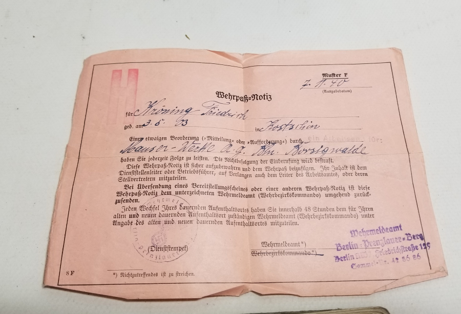 2. DÜNYA SAVAŞI DÖNEMİ ASKER KİMLİĞİ - ASKER KİMLİK DEFTERİ