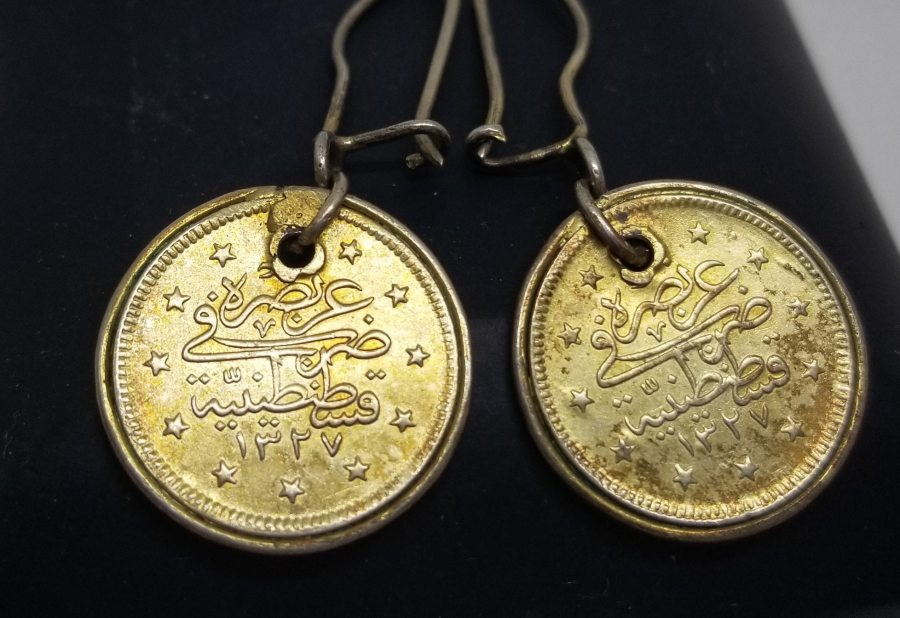 MEHMET REŞAT HAN DÖNEMİ GÜMÜŞ 2 KURUŞLARDAN YAPILMIŞ OSMANLI DÖNEMİ KÜPE