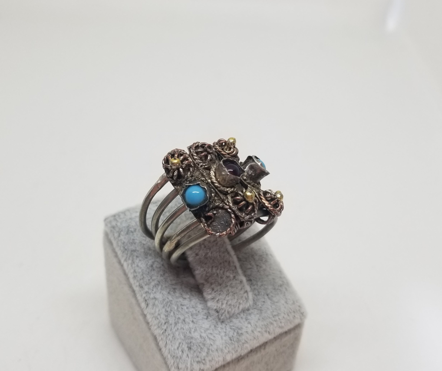 GÜHERZE İŞÇİLİKLİ ÖZEL YAPIM ANTİKA YÜZÜK