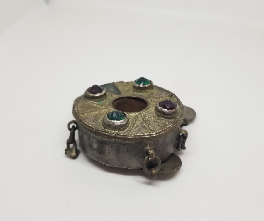 GÜMÜŞ APLİKLİ VE AHŞAP ÜZERİ BONCUK İŞLİ ÇOK NADİR OSMANLI DÖNEMİ HİLALLİ KİRMAN AĞIRŞAĞI