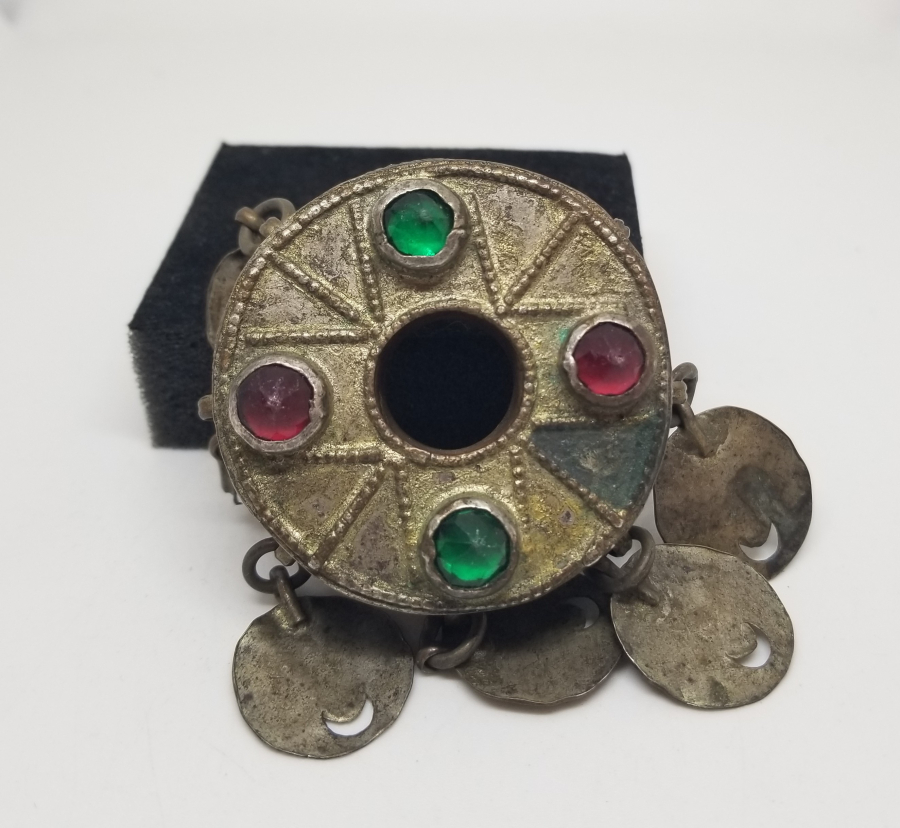 GÜMÜŞ APLİKLİ VE AHŞAP ÜZERİ BONCUK İŞLİ ÇOK NADİR OSMANLI DÖNEMİ HİLALLİ KİRMAN AĞIRŞAĞI