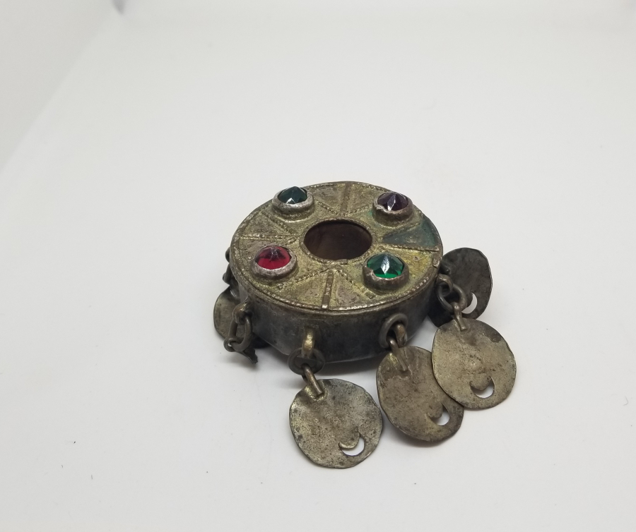 GÜMÜŞ APLİKLİ VE AHŞAP ÜZERİ BONCUK İŞLİ ÇOK NADİR OSMANLI DÖNEMİ HİLALLİ KİRMAN AĞIRŞAĞI