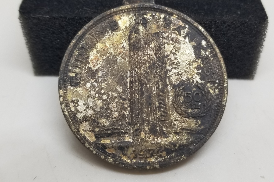 GÜMÜŞ KAPLAMA ANTİKA 50. YIL HATIRASI İŞBANKASI ANAHTARLIK