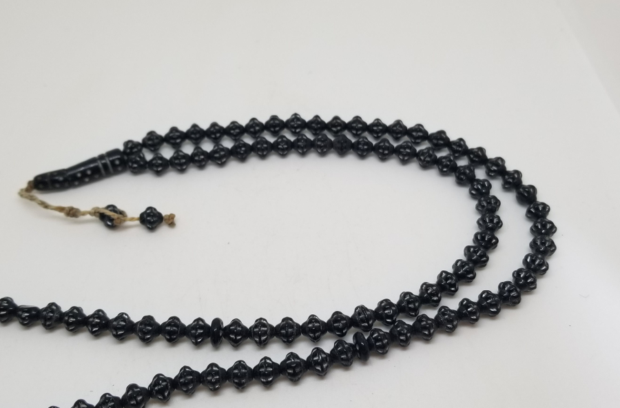 SİKKE FORMLU YAPILMIŞ GÜMÜŞ VARAKLI ÇOK NADİR BEYKOZ TEKKE İŞİ ZİKİR - NAMAZ TESPİHİ