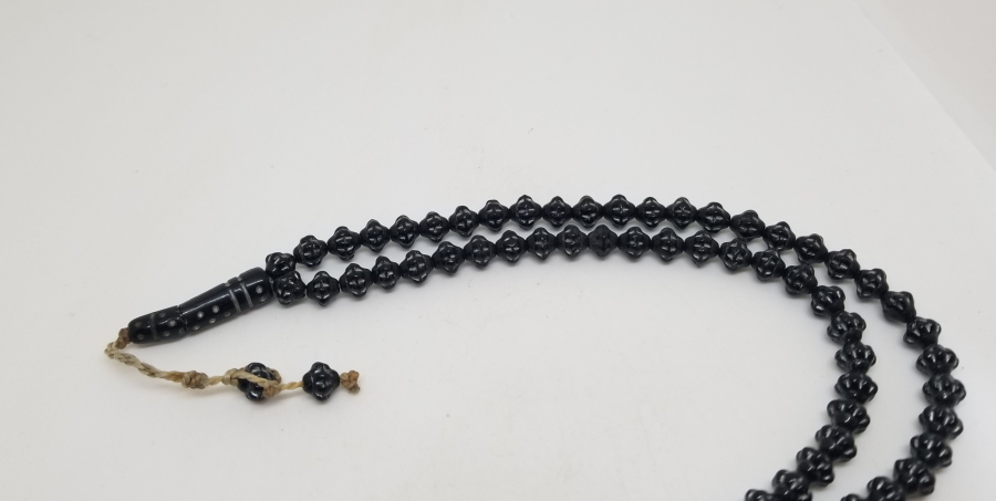 SİKKE FORMLU YAPILMIŞ GÜMÜŞ VARAKLI ÇOK NADİR BEYKOZ TEKKE İŞİ ZİKİR - NAMAZ TESPİHİ