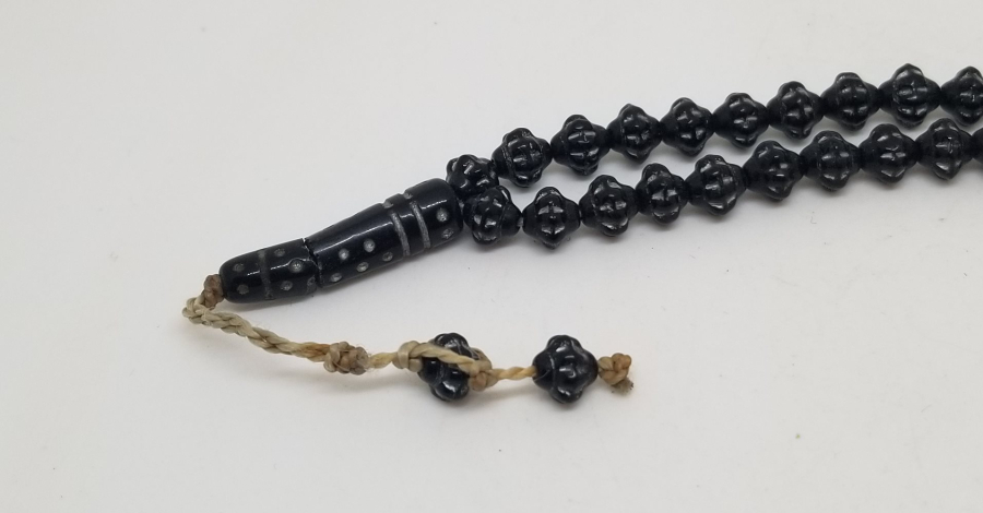 SİKKE FORMLU YAPILMIŞ GÜMÜŞ VARAKLI ÇOK NADİR BEYKOZ TEKKE İŞİ ZİKİR - NAMAZ TESPİHİ