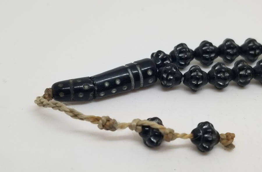 SİKKE FORMLU YAPILMIŞ GÜMÜŞ VARAKLI ÇOK NADİR BEYKOZ TEKKE İŞİ ZİKİR - NAMAZ TESPİHİ