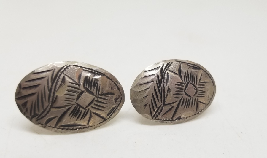 KALEM İŞÇİLİKLİ OSMANLI DÖNEMİ GÜMÜŞ KOL DÜĞMESİ