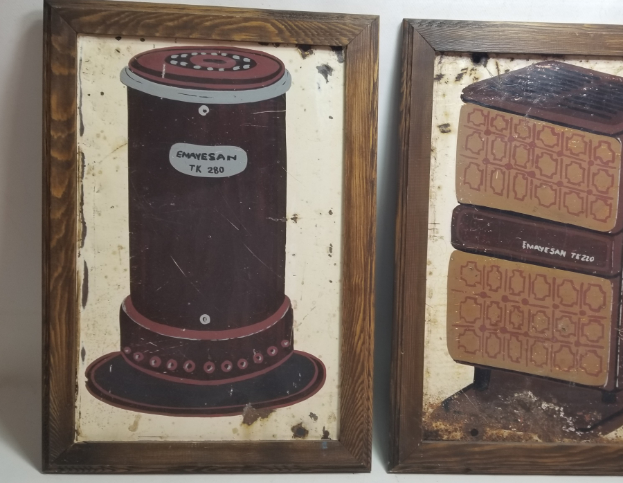 2 ADET ANTİKA EL BOYAMA EMAYESAN REKLAM TABELASI