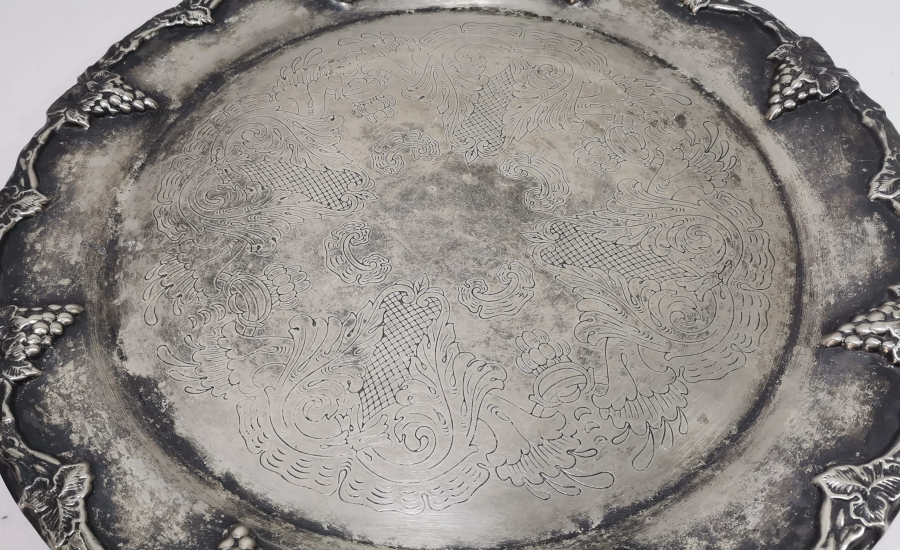 GÜMÜŞ KAPLAMA ANTİKA KAHVE TEPSİSİ