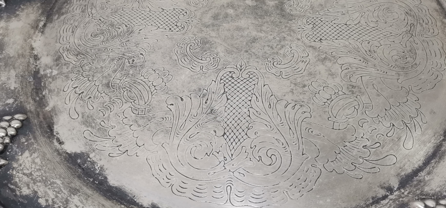 GÜMÜŞ KAPLAMA ANTİKA KAHVE TEPSİSİ