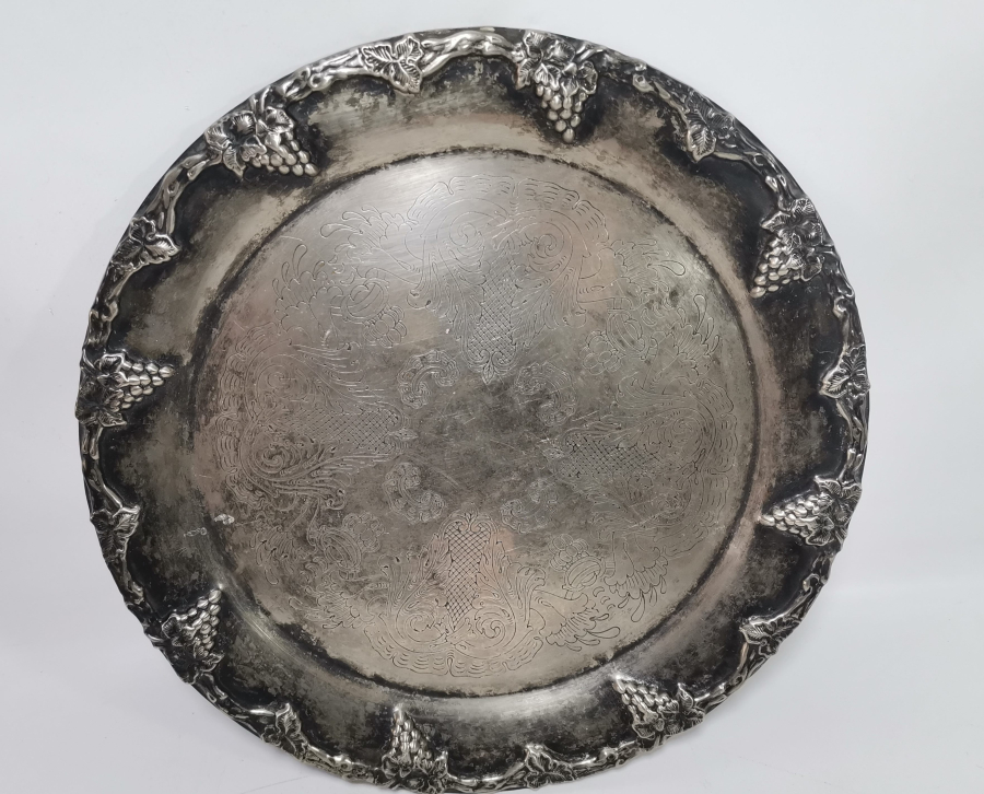 GÜMÜŞ KAPLAMA ANTİKA KAHVE TEPSİSİ