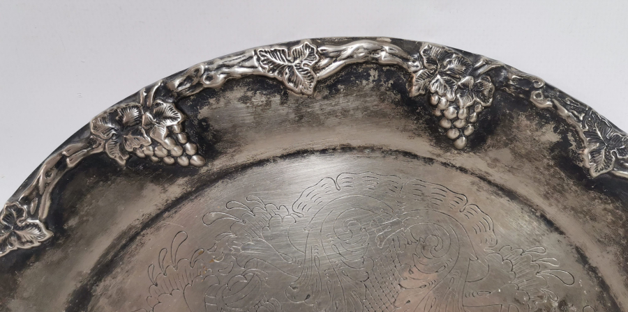 GÜMÜŞ KAPLAMA ANTİKA KAHVE TEPSİSİ