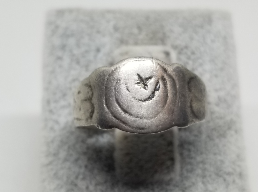 OSMANLI DÖNEMİ ÜZERİ AY YILDIZLI GÜMÜŞ YÜZÜK