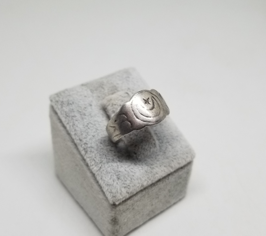 OSMANLI DÖNEMİ ÜZERİ AY YILDIZLI GÜMÜŞ YÜZÜK