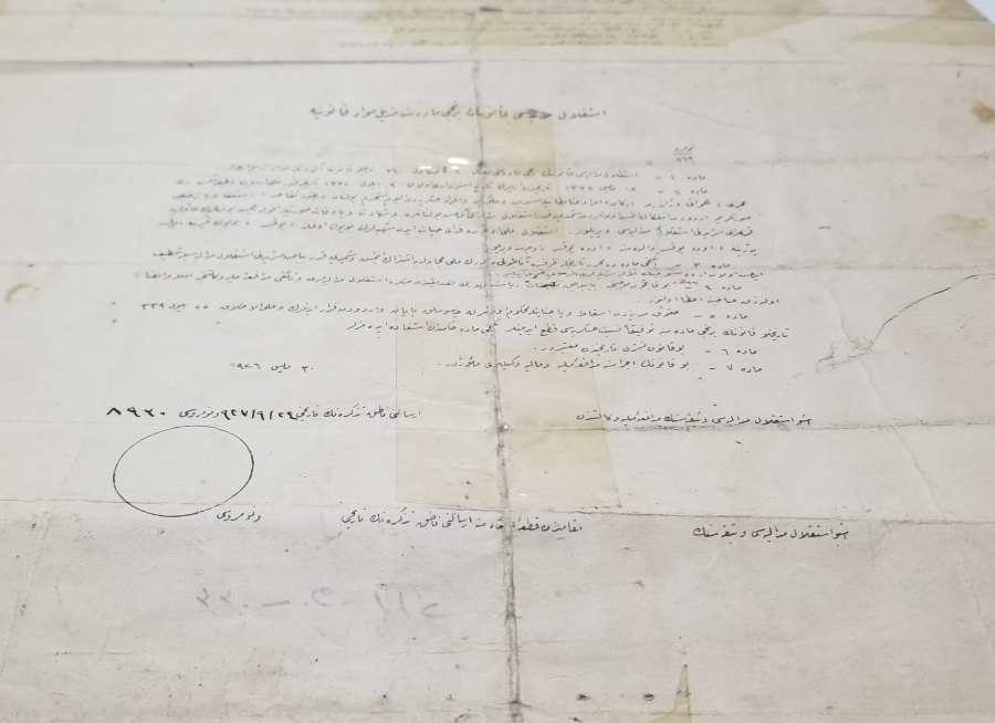 OSMANLICA YAZILI İSTİKLAL MADALYASI BERATI