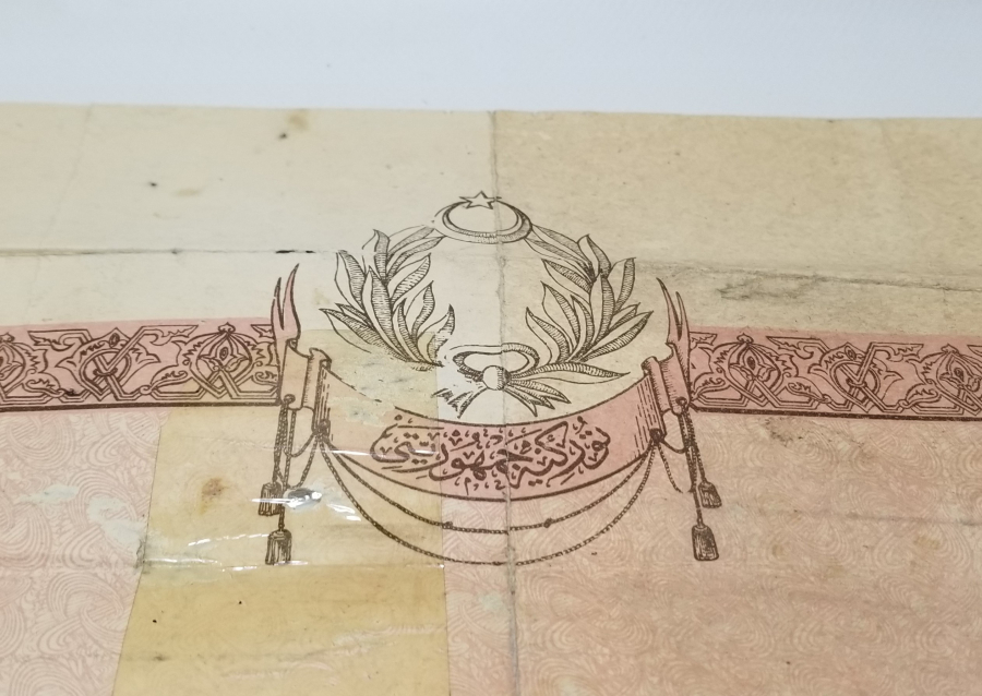 OSMANLICA YAZILI İSTİKLAL MADALYASI BERATI