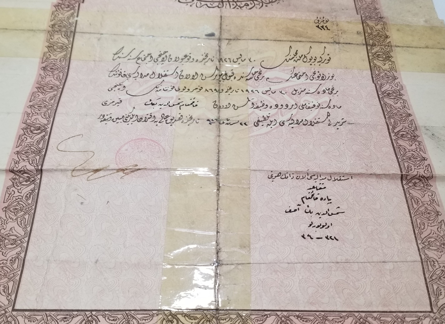 OSMANLICA YAZILI İSTİKLAL MADALYASI BERATI