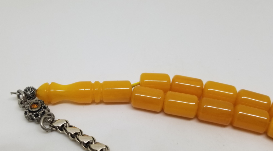 AMERİKAN BİLARDO TOPUNDAN YAPILMIŞ GÜMÜŞ PÜSKÜLLÜ KATALİN TESPİH